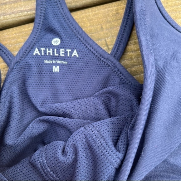 Athleta Stripe Support Top in Navy and White  M 2 in 1 yoga - Picture 7 of 10